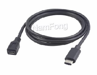 USB Type C to Micro USB 2.0 F cable 黑色 ,TYPE C TO Micro USB F、micro usb数据线、type c数据线、type c线材厂