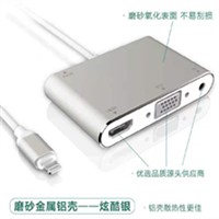 P32苹果扩展坞Lightning转HDMI/VGA/Audio Adapter适用于iPhone7/7plus/8/8s/8 plus/iPad mini/ipad pro /ipad air等