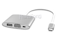 USB Type C to VGA+USB 3.0+PD 铝壳