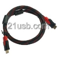 HDMI AM TO AM 视频线 编织网加磁环，高清数据线供应商，SlimPort 供应商，SlimPort生产厂家