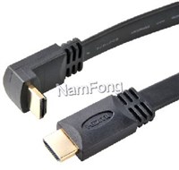 HDMI高清线，HDMI视频线，HDMI AM 180度 TO HDMI AM 90度 cable 扁线