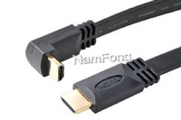 HDMI AM 180度转HDMI AM 90度扁平高清线,hdmi高清线扁线，HDMI连接线扁线，机顶盒高清线扁线，电脑转HDMI视频转接线扁线，弯头HDMI高清线工厂，HDMI连接线扁线生产厂家