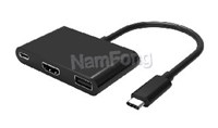 USB3.1cabel,USB C type,Type-c M to HDMI +USB2.0+type-c F Adapter-ABS、type-c转接头、type-c适配器、type-c厂家