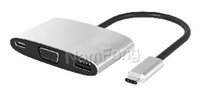 USB3.1cabel,USB C type,Type-c M to VGA+USB2.0+type-C F Adapter-Alum