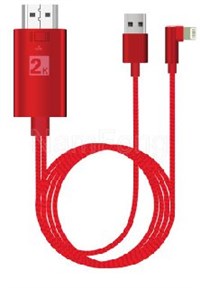 linghtning M  TO  HDMI M +USB M双支线-90度头，linghtning M90度弯头，linghtning 弯头手机视频线工厂，视频线生产厂家，MHL工厂